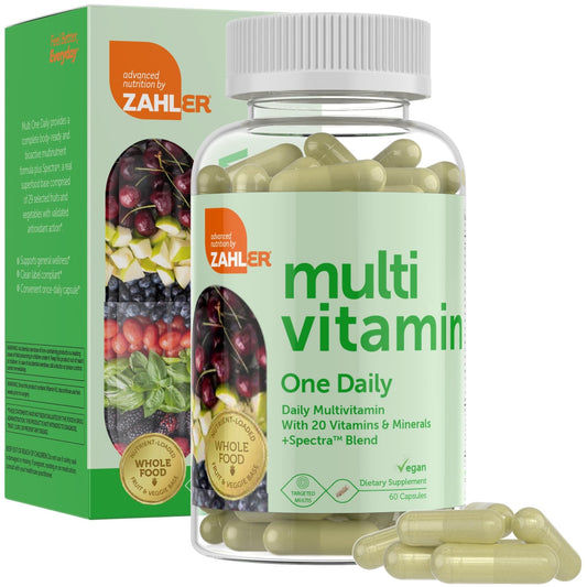Zahler multivitamínico diario en botella para nutrición diaria.