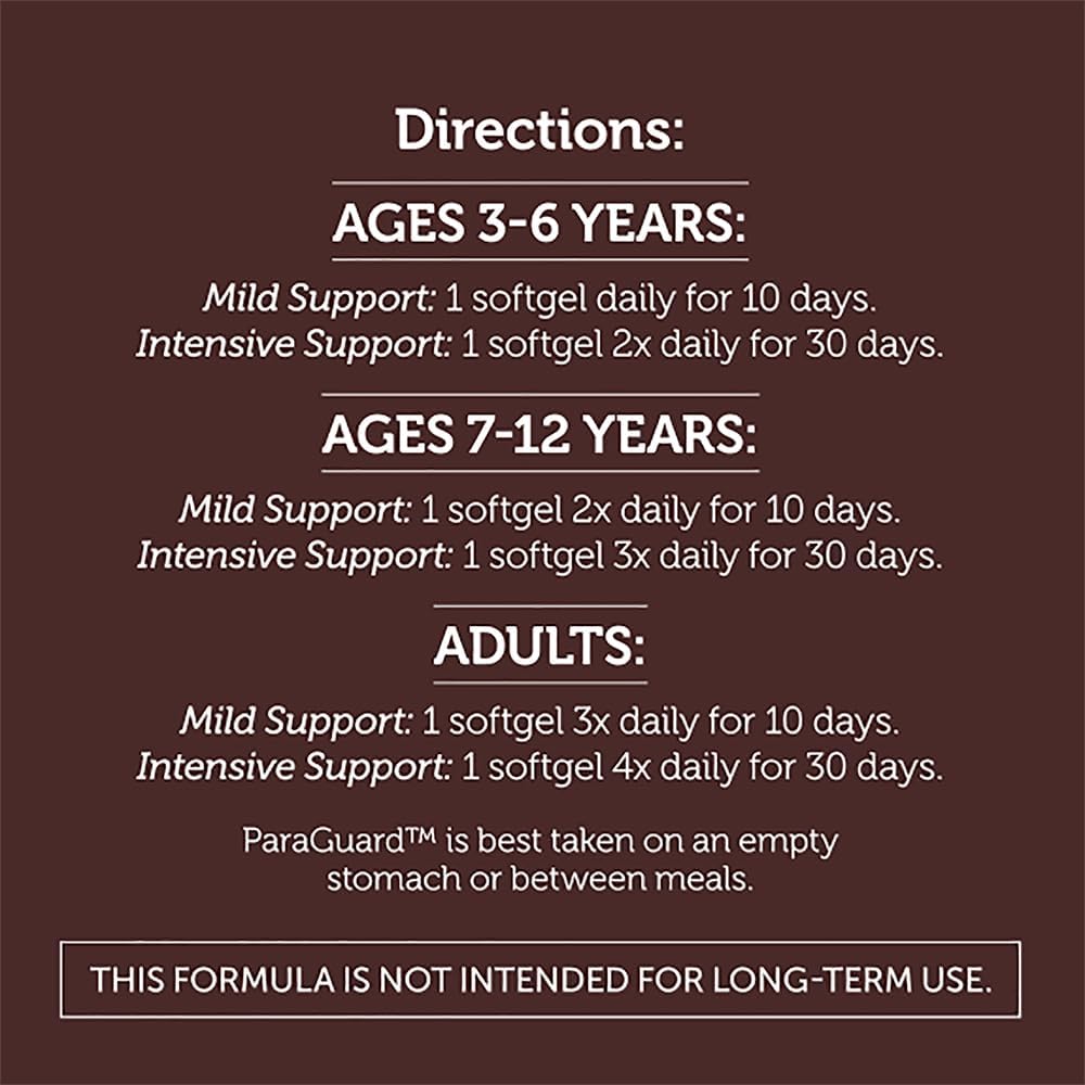 Zahler Paraguard softgels capsule close-up with natural ingredients visuals.