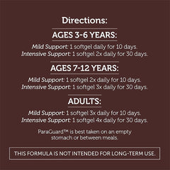 Zahler Paraguard softgels capsule close-up with natural ingredients visuals.