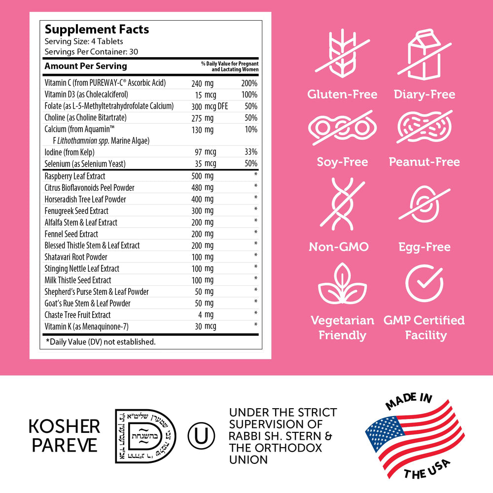 Zahler Postnatal Flow label detail with non-GMO claim