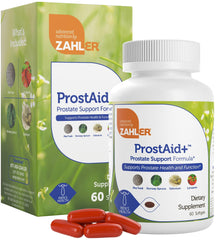 Zahler Prostaid+ bottle front view for daily prostate comfort support
