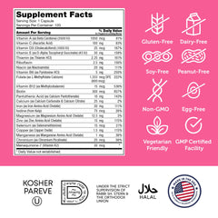 Zahler Total One Prenatal nutrition facts panel illustrating essential minerals