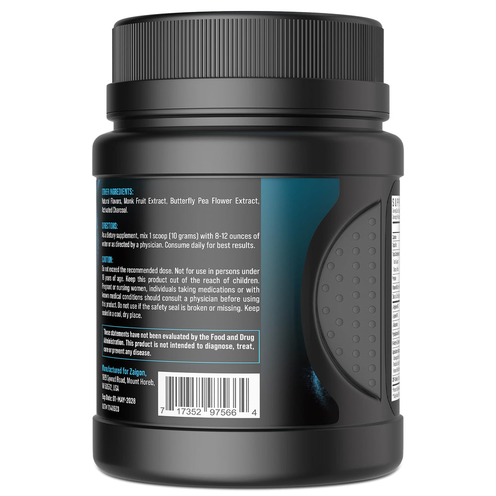 Zaigon HGH label closeup reveals transparent ingredient dosages for trusted quality.
