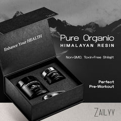 ZAILYY Shilajit resin tube with spoon highlighting mineral-rich resin.