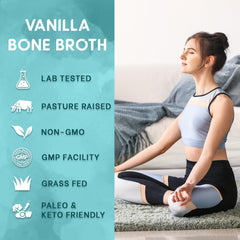 Zammex bone broth powder in a glass with a smooth shake