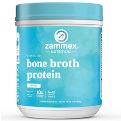 Zammex bone broth protein powder vanilla tub for shakes and smoothies