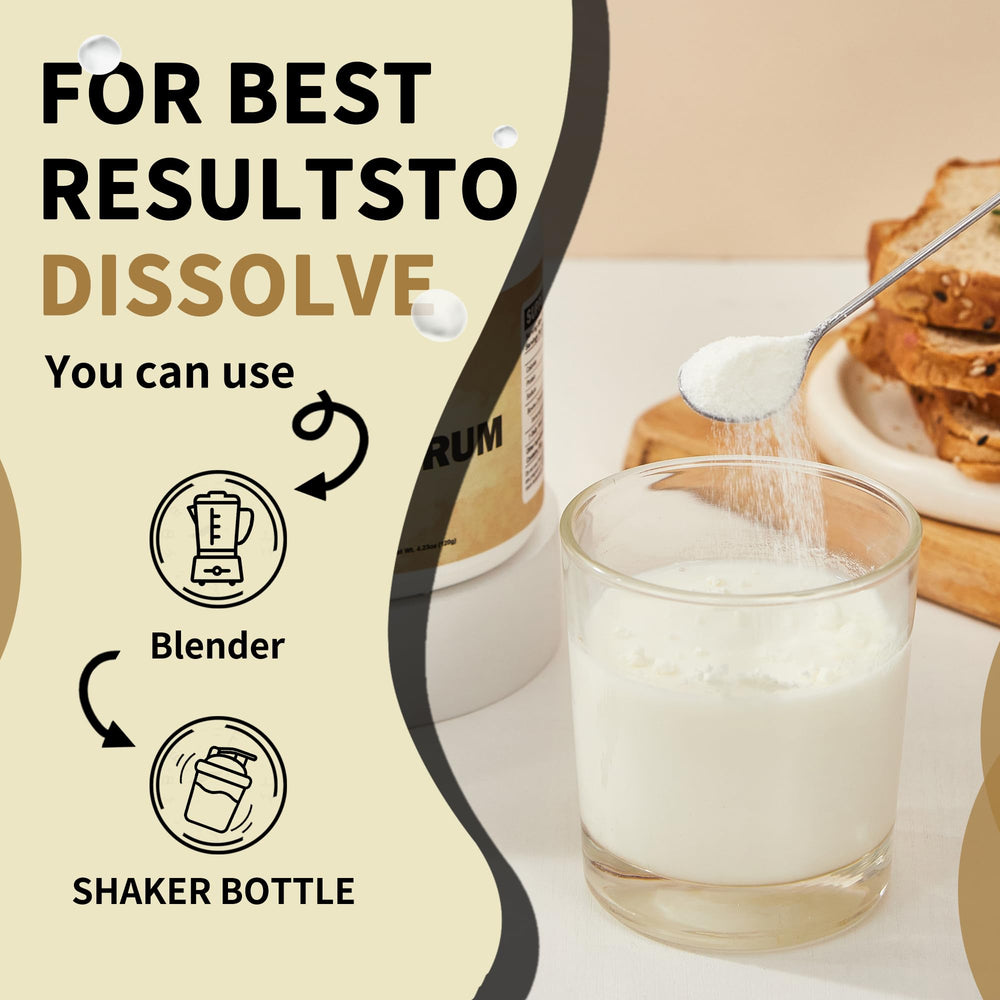 Zammex bovine colostrum powder jar shows grass-fed sourcing.
