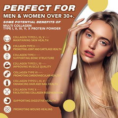 Chocolate collagen powder dissolves easily in a smoothie for quick nutrition.