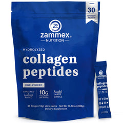 Zammex premium collagen peptides travel packets for convenient daily use.