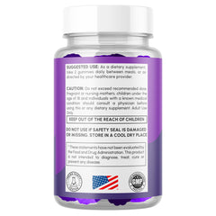 MJO Zanari Gummies label detail highlights premium, natural ingredients.