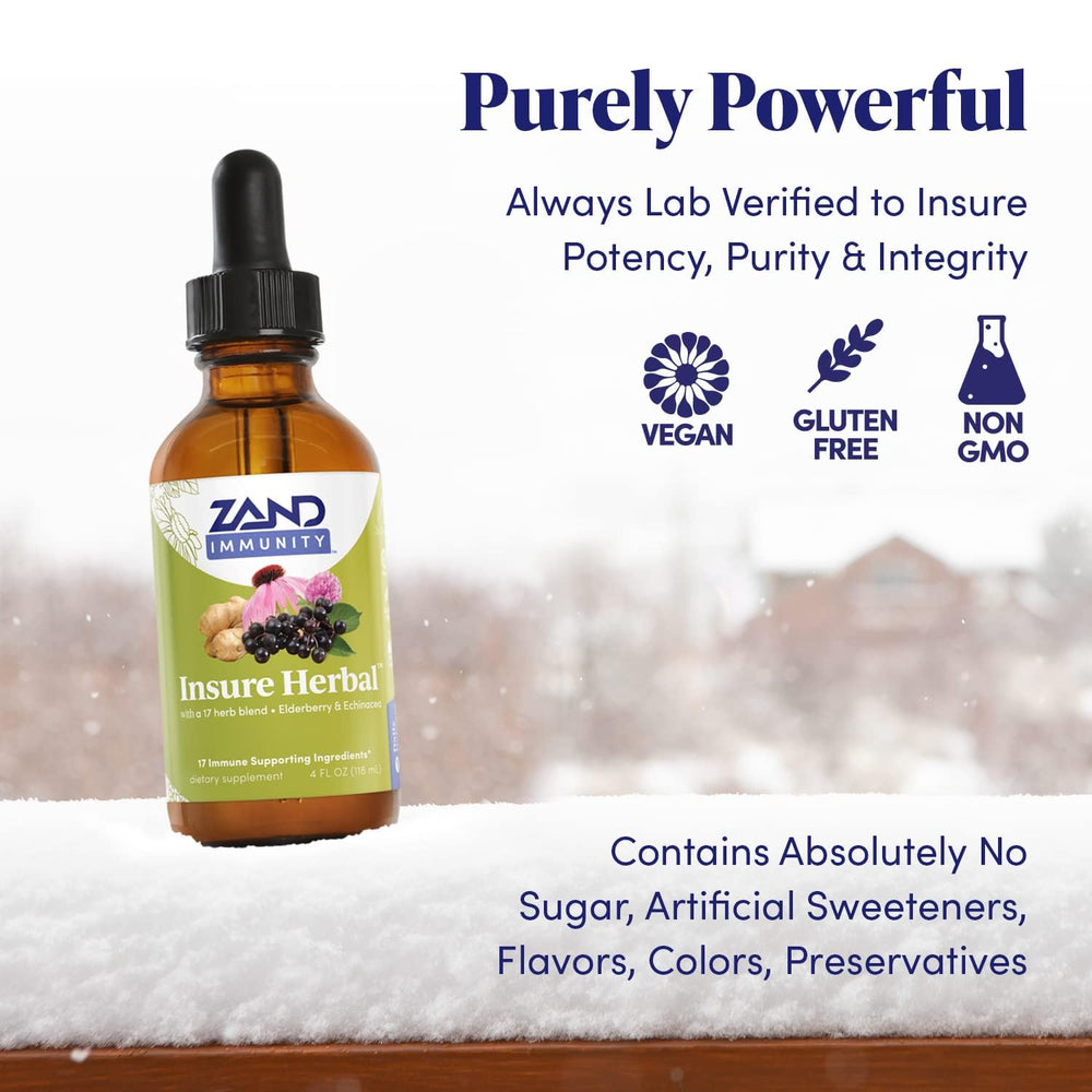 ZAND Insure Herbal dropper dispensing a precise daily dose.