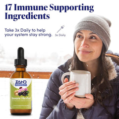 ZAND Insure Herbal label close-up with gluten-free and vegan claims.