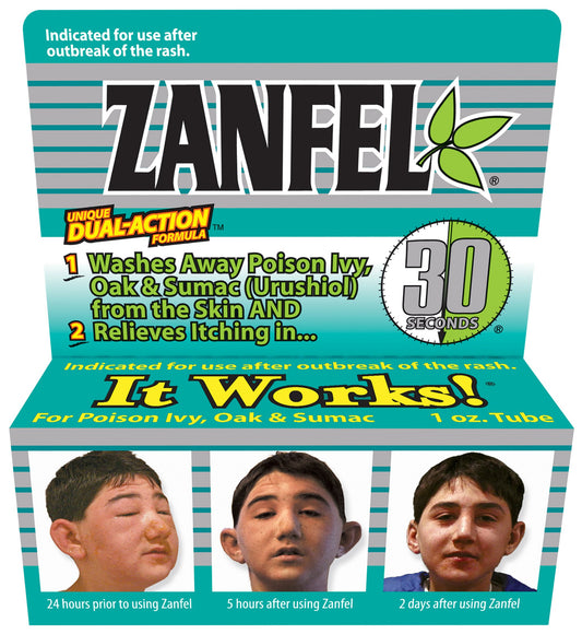 Zanfel poison ivy wash bottle for quick at-home relief.