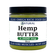 Zatural Hemp Butter jar closeup showcases pure ingredients for nourished, hydrated skin.