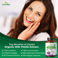 Zazzee 80% Silymarin flavonoids highlighted on the label