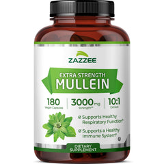 Zazzee Mullein Extract capsules with 3000 mg strength for daily use.