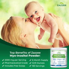 Free scoop included for exact 2000 mg per serving from Zazzee Myo-Inositol.