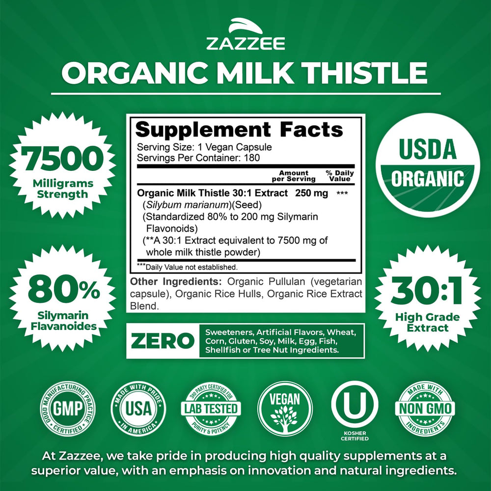 Zazzee Organic 30:1 Extract packaging emphasizing potent concentration