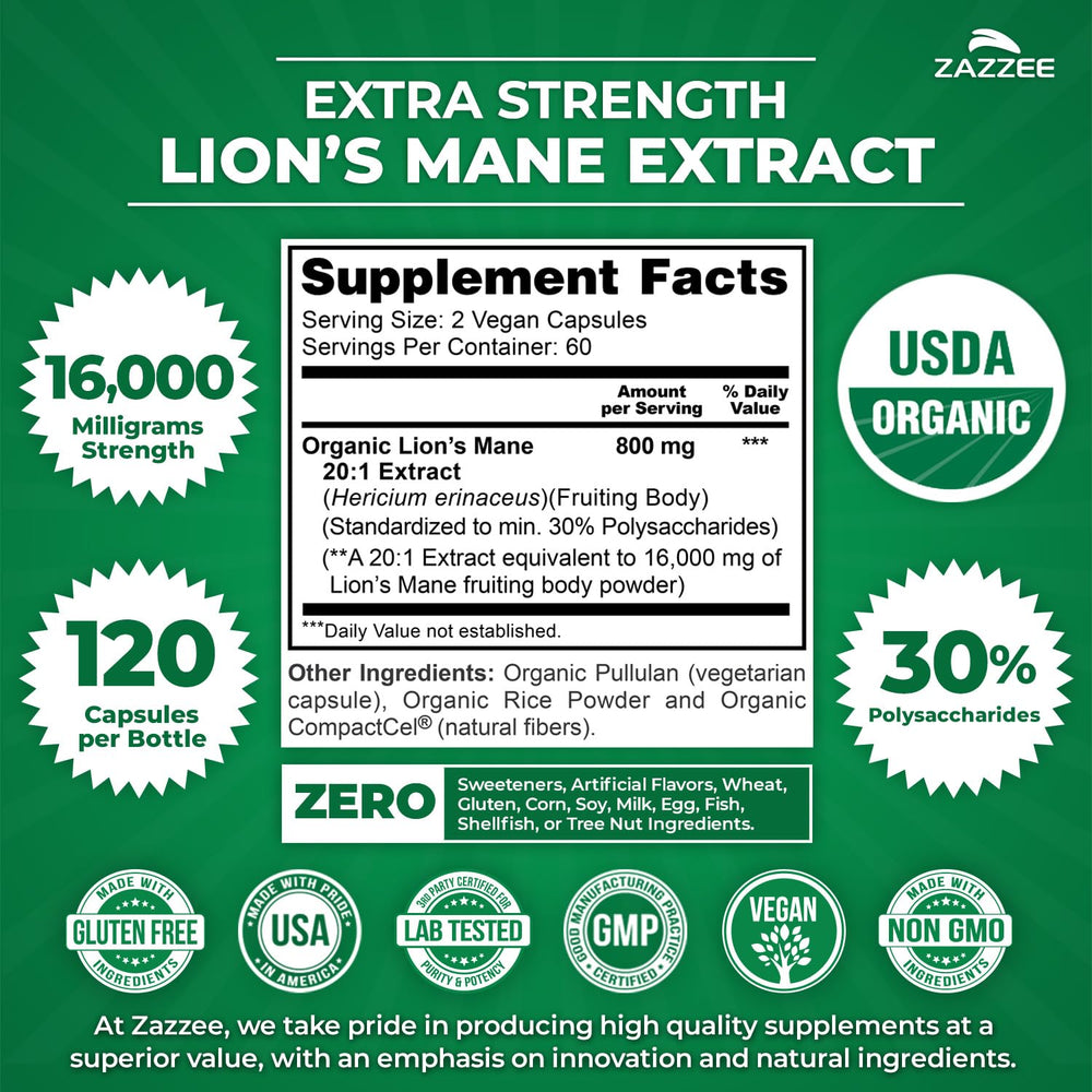Zazzee USDA Organic seal indicating certified organic quality.