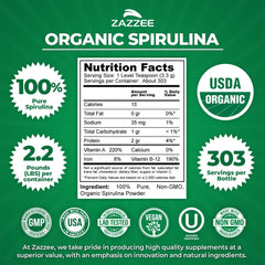 Zazzee spirulina powder with fresh smell enhances smoothies.
