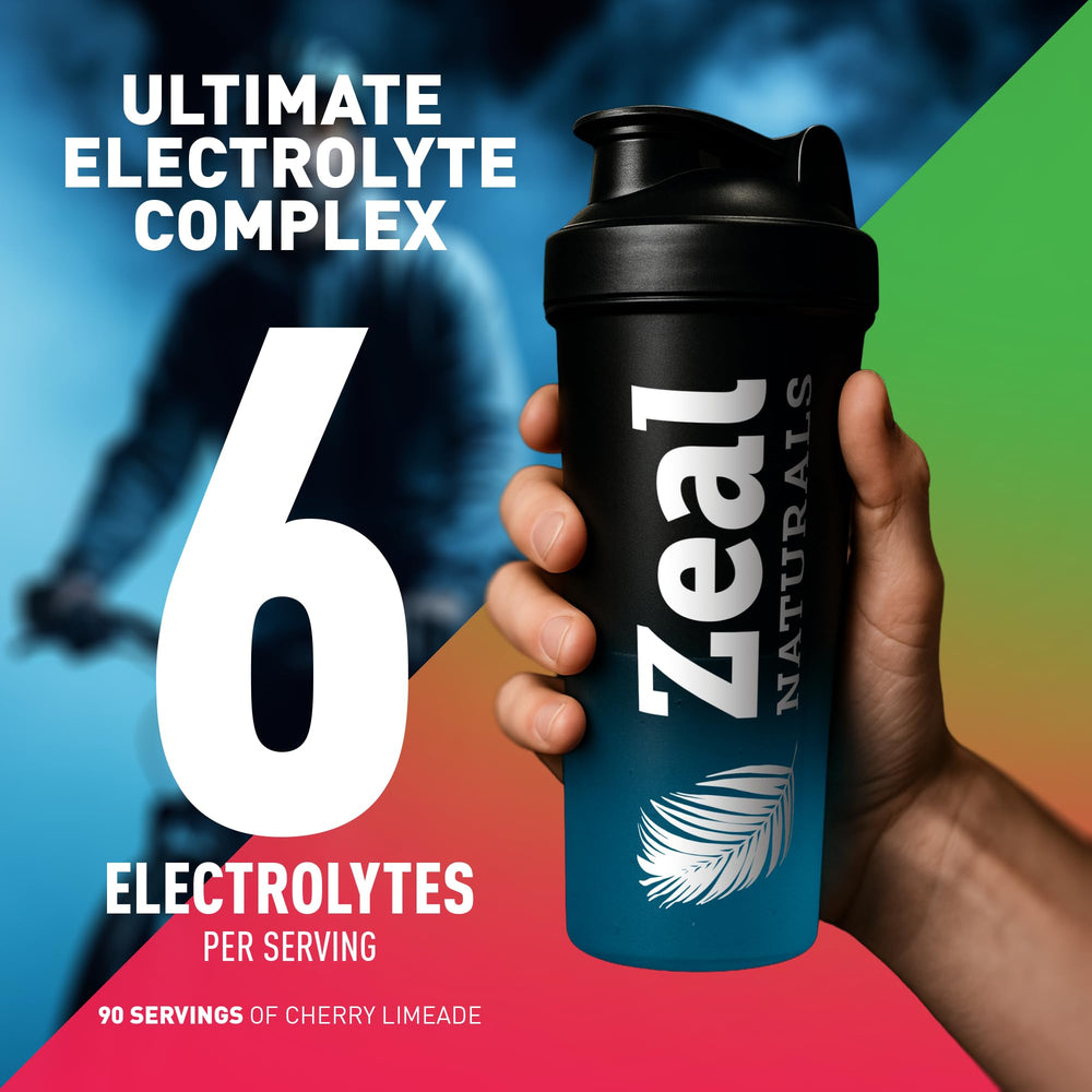 Close-up of Zeal label with BCAAs and B-vitamins for recovery support.