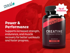 Zeal Naturals Creatine Monohydrate daily dosing supports consistent supplementation.