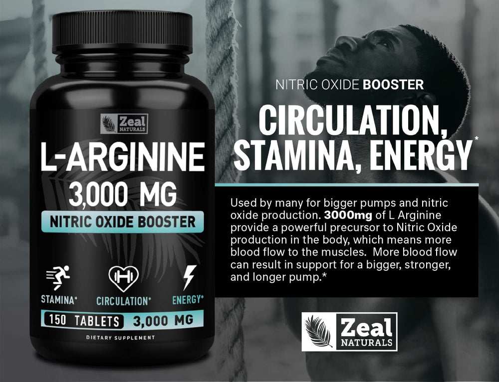 Zeal Naturals L-Arginine bottle in gym bag ready for training.