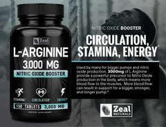 Zeal Naturals L-Arginine bottle in gym bag ready for training.
