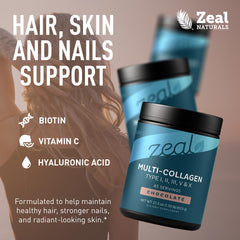 Zeal Naturals collagen powder tub with scoop for easy servings
