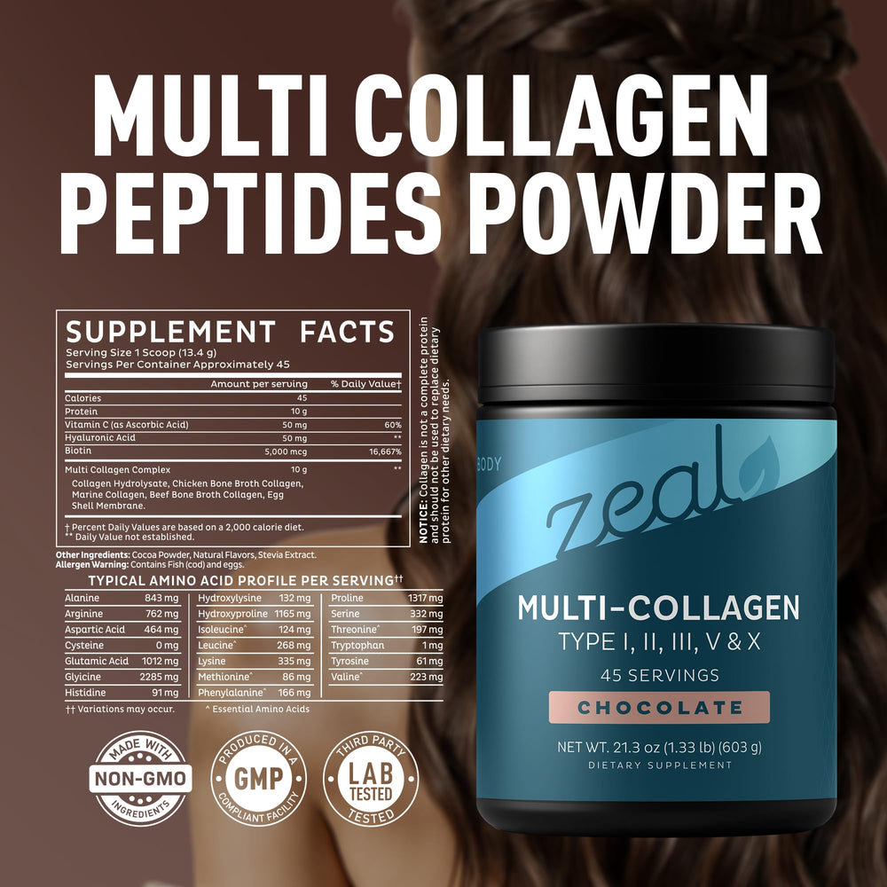 Zeal Naturals unflavored collagen powder tub ready to mix