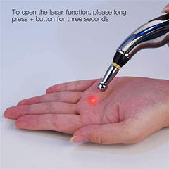 Zeerkeer front view of acupuncture pen highlights compact USB charging design.