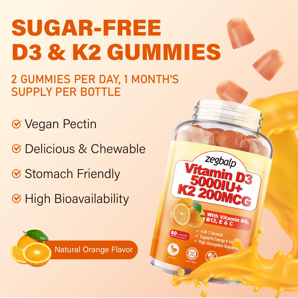 ZEGBALP D3K2 gummies chewy texture closeup for easy consumption.