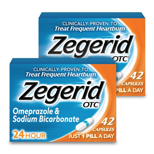 Zegerid OTC bottle front view for quick heartburn relief.