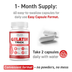 Gelatin Trick packaging box shown for two-month supply.