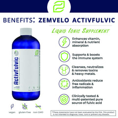 A glass with Zemvelo ActivFulvic mix ready to drink.