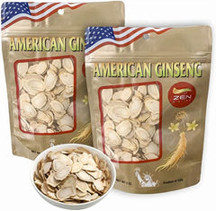 Zen Ginseng American ginseng slices in a 4oz bag, ready for daily use.