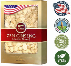 8oz box label shows vegan, sugar-free Ginseng.