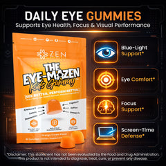 Zen Nutrients EyeMazen label explains omega-3 and vitamin A benefits.