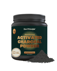 Zen Principle Charcoal container with scoop for easy at-home use.