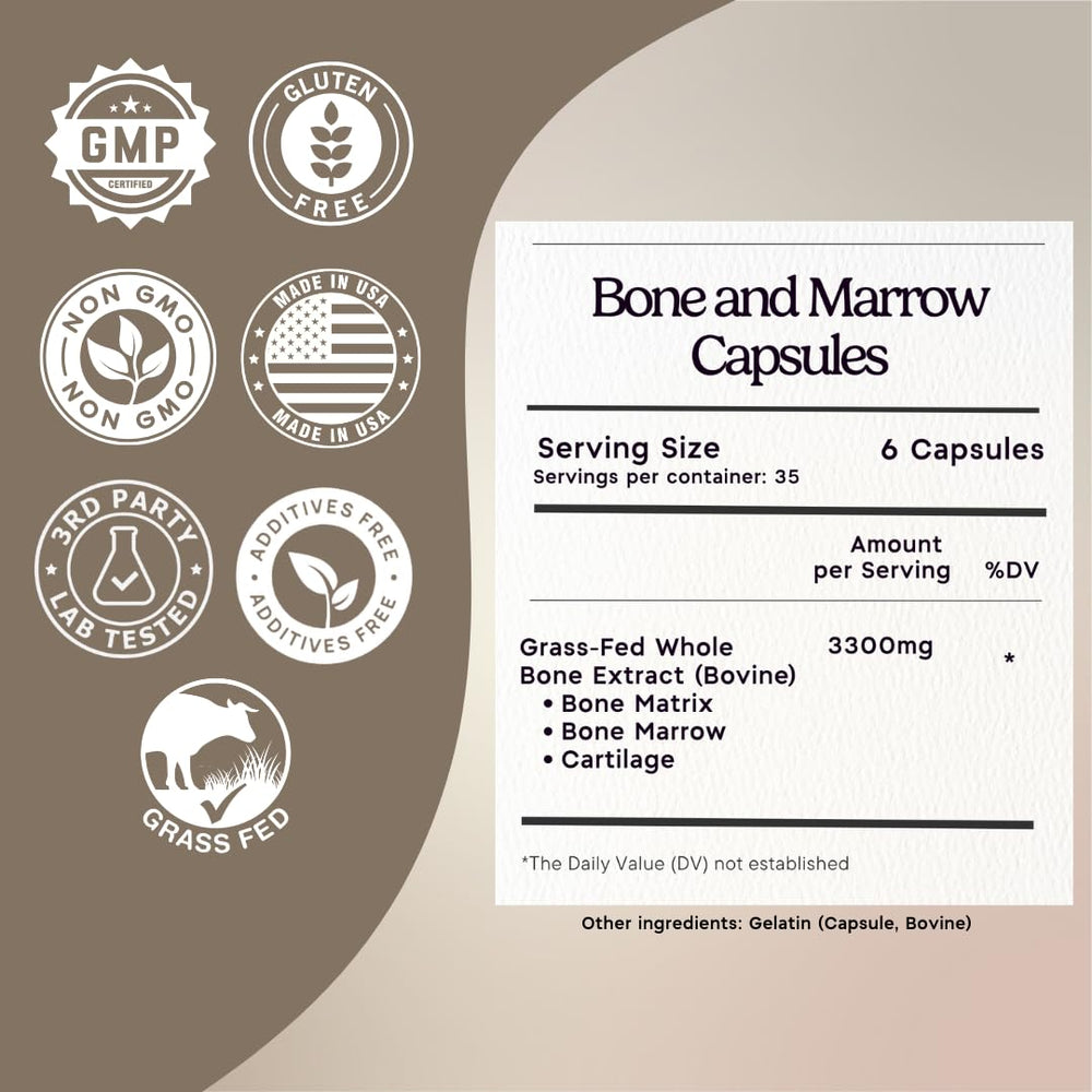 Zen Principle freeze-dried bone marrow capsules highlighting purity and nutrient preservation.