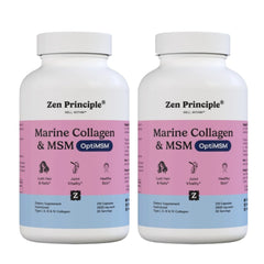 Zen Principle Marine Collagen bottle pour showing easy daily use for skin glow