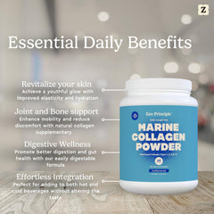 1.5 lb tub of Zen Principle marine collagen powder for daily use.