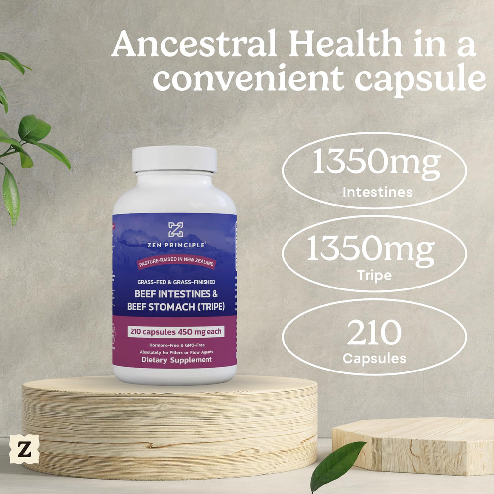 Zen Principle Organ meat nutrition graphic conveys nutrient-rich tripe for overall wellness.