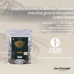 Zen Principle USA hardwood sourcing highlights renewable, natural charcoal.