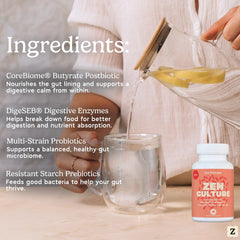 Zen Principle Zenculture enzyme blend closeup illustrating digestion aid.