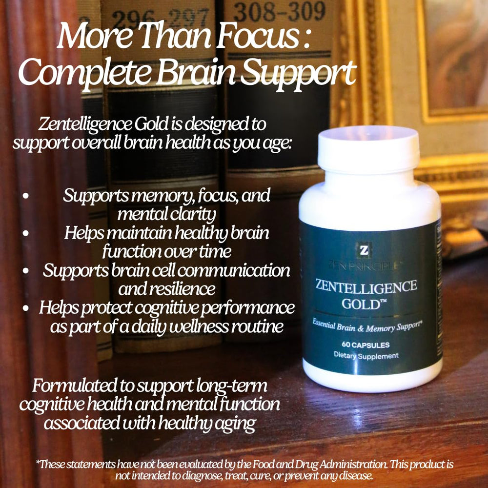 Zen Principle Zentelligence Gold daily-use scene suggests a simple daily routine for sustained focus.