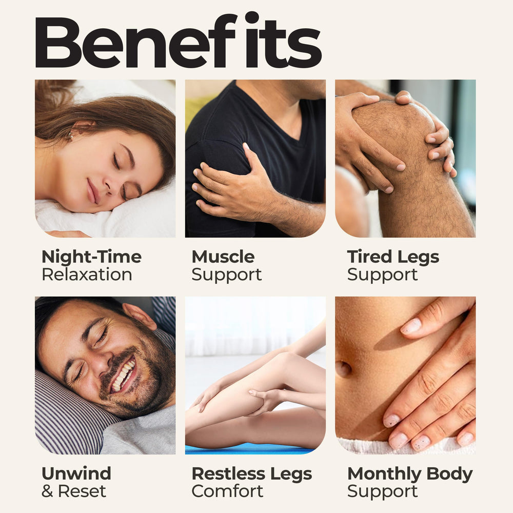Zen Routine fast-absorbing magnesium oil spray promotes leg comfort.