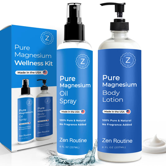 Zen Routine magnesium spray unscented for quick skin absorption.