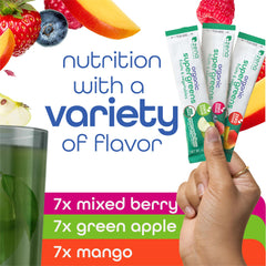 Zena Nutrition Green Apple flavor stick pack ideal for refreshing, sugar-free nutrition on the move