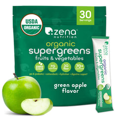 Zena Nutrition Organic Super Greens powder front packaging for daily wellness